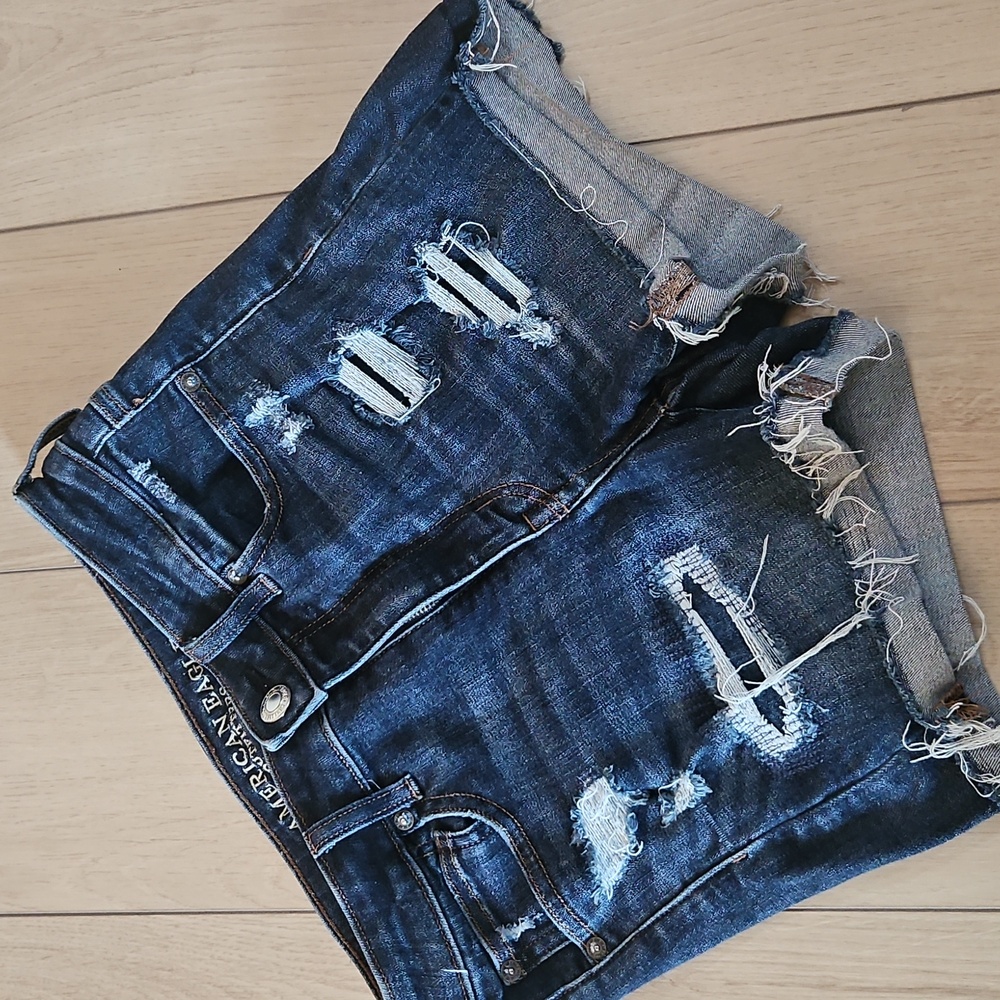 American Eagle Outfitters Distressed Blue Denim Shorts